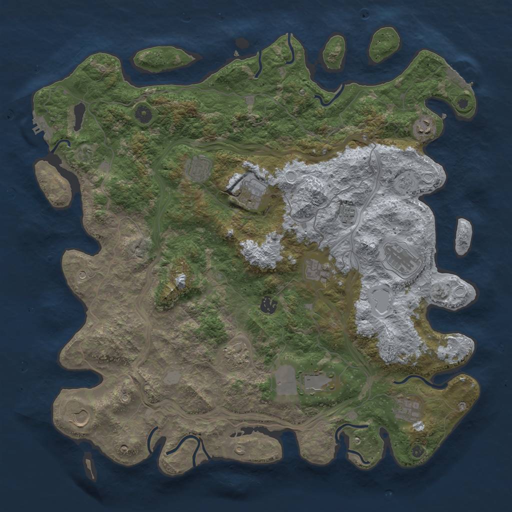 Rust Map: Procedural Map, Size: 4500, Seed: 337523284, 20 Monuments