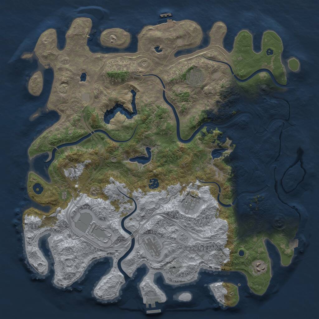 Rust Map: Procedural Map, Size: 4500, Seed: 13375064, 14 Monuments