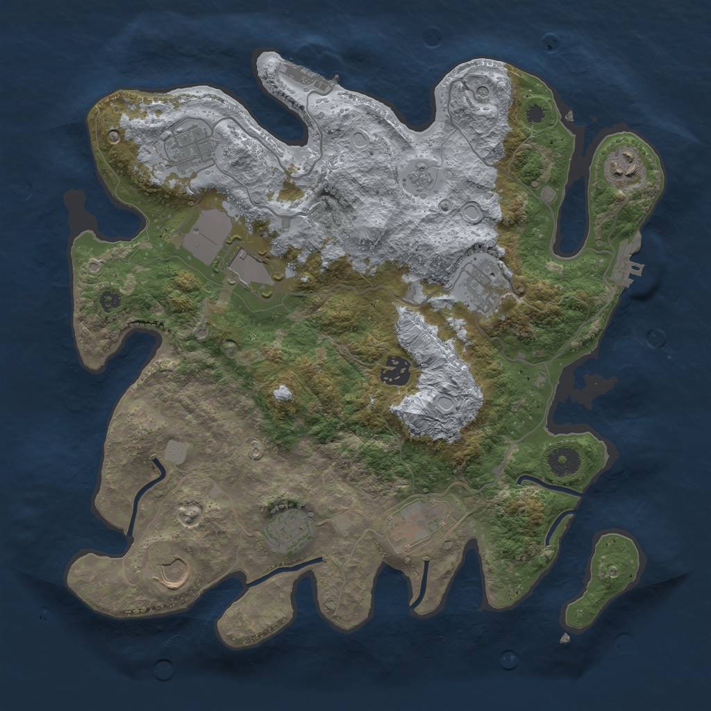 Rust Map: Procedural Map, Size: 3500, Seed: 94218546, 17 Monuments