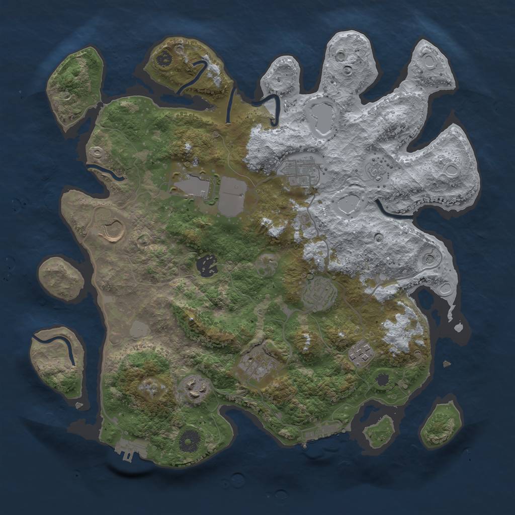 Rust Map: Procedural Map, Size: 3500, Seed: 56452, 17 Monuments