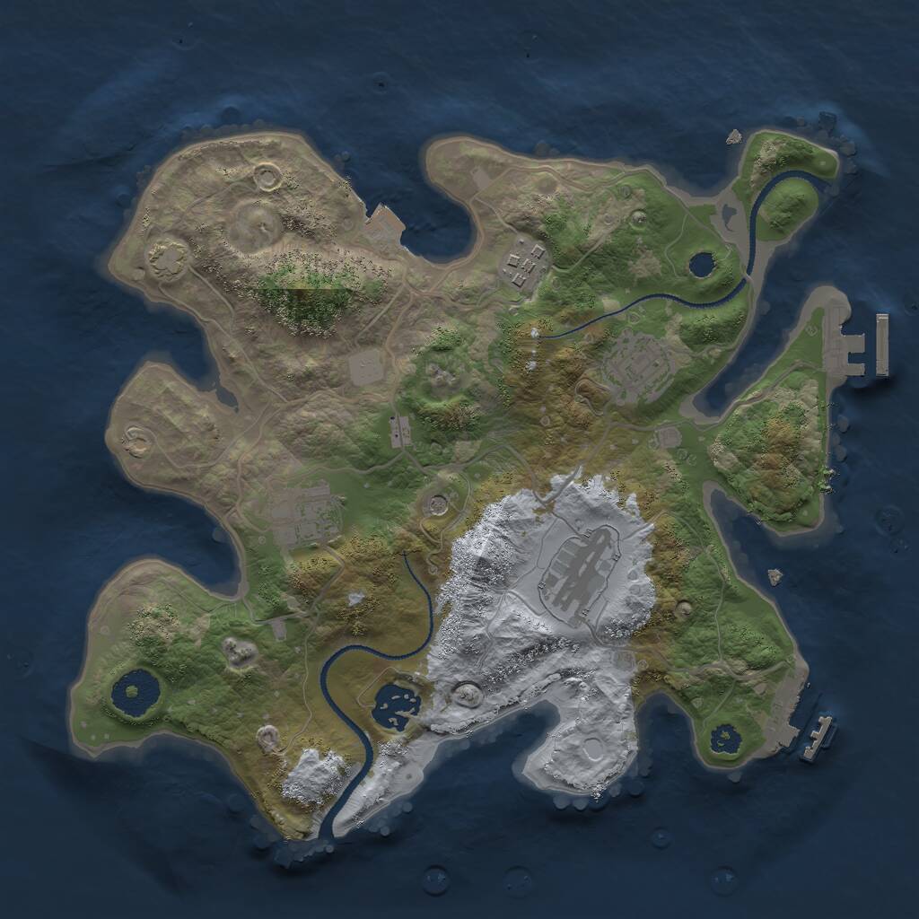 Rust Map: Procedural Map, Size: 3000, Seed: 41682, 10 Monuments