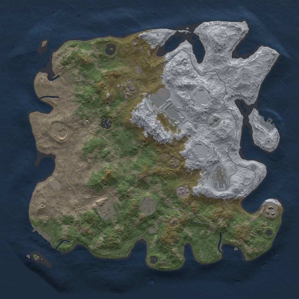 Rust Map: Procedural Map, Size: 4000, Seed: 263141037, 18 Monuments