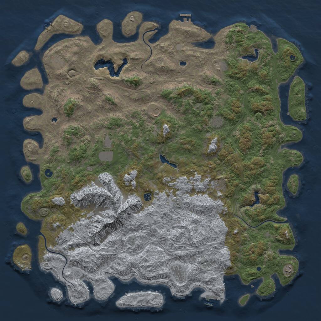Rust Map: Procedural Map, Size: 6000, Seed: 564888475, 17 Monuments