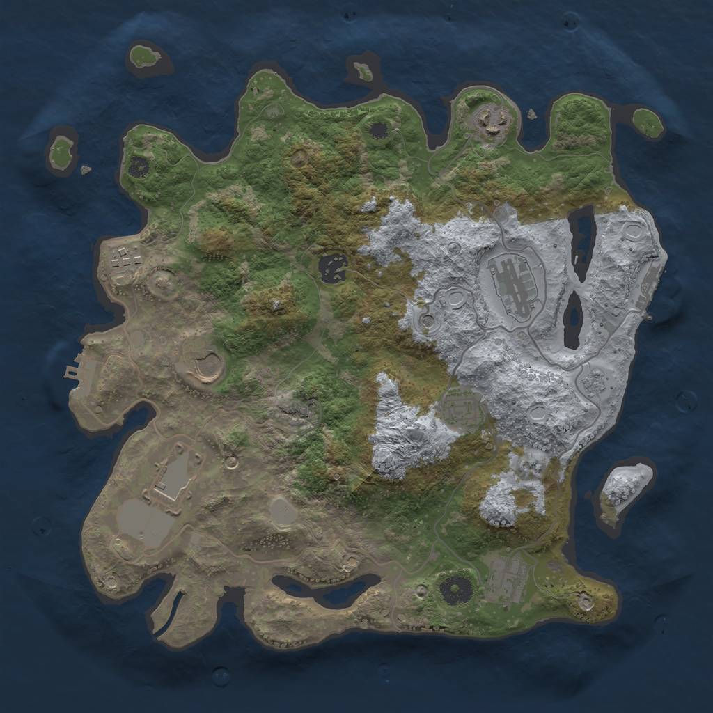 Rust Map: Procedural Map, Size: 3500, Seed: 387050357, 17 Monuments