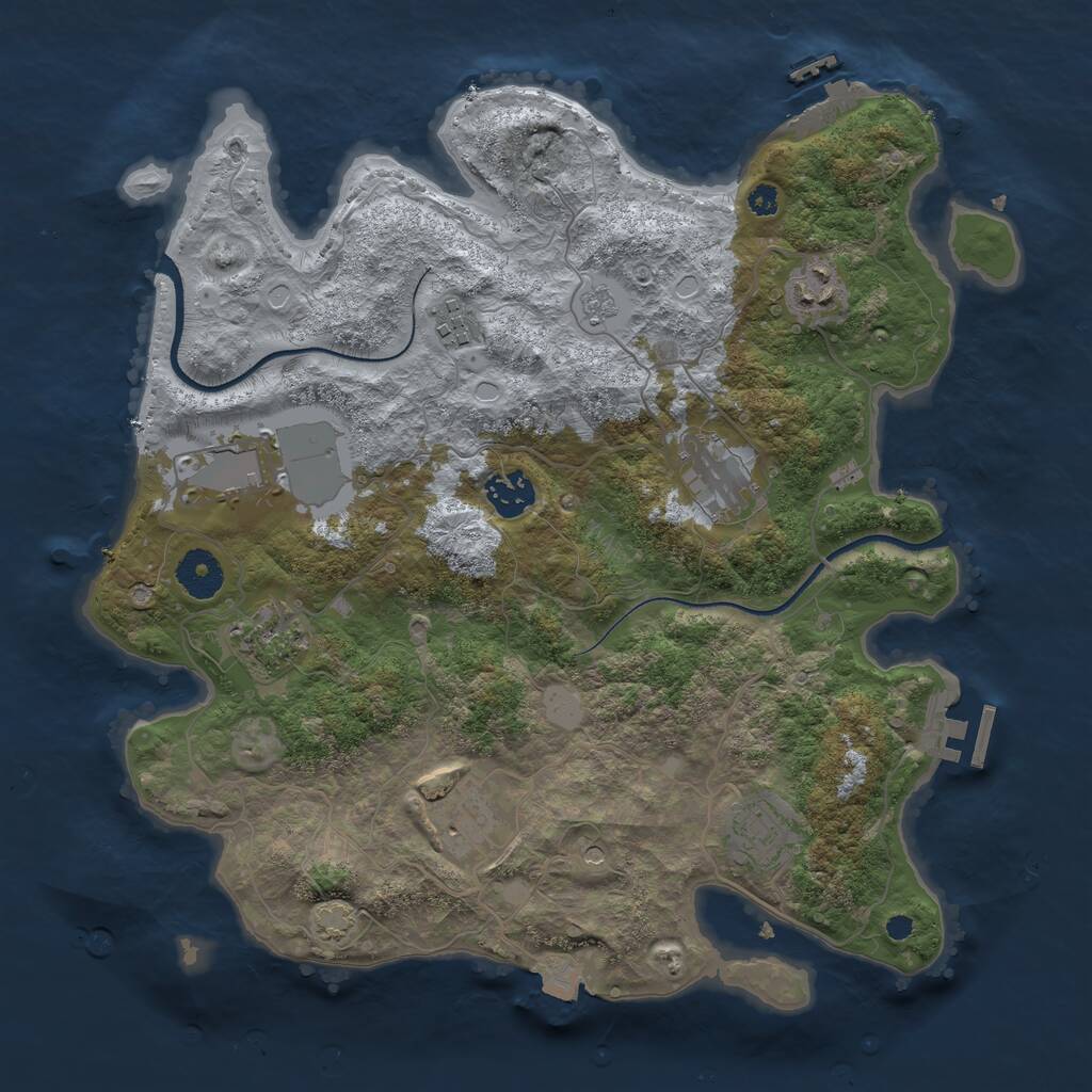 Rust Map: Procedural Map, Size: 3500, Seed: 57020919, 14 Monuments