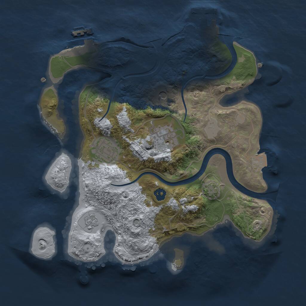 Rust Map: Procedural Map, Size: 2500, Seed: 69843522, 8 Monuments