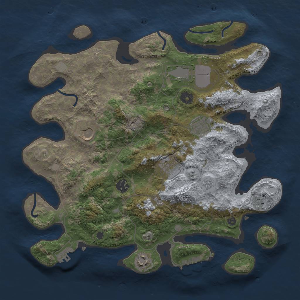 Rust Map: Procedural Map, Size: 3500, Seed: 36910, 16 Monuments