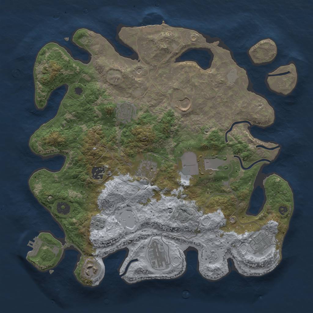 Rust Map: Procedural Map, Size: 3500, Seed: 1981524467, 18 Monuments
