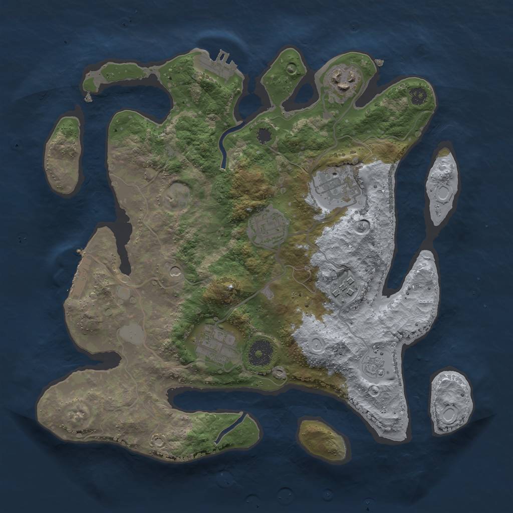 Rust Map: Procedural Map, Size: 3000, Seed: 19696059, 14 Monuments