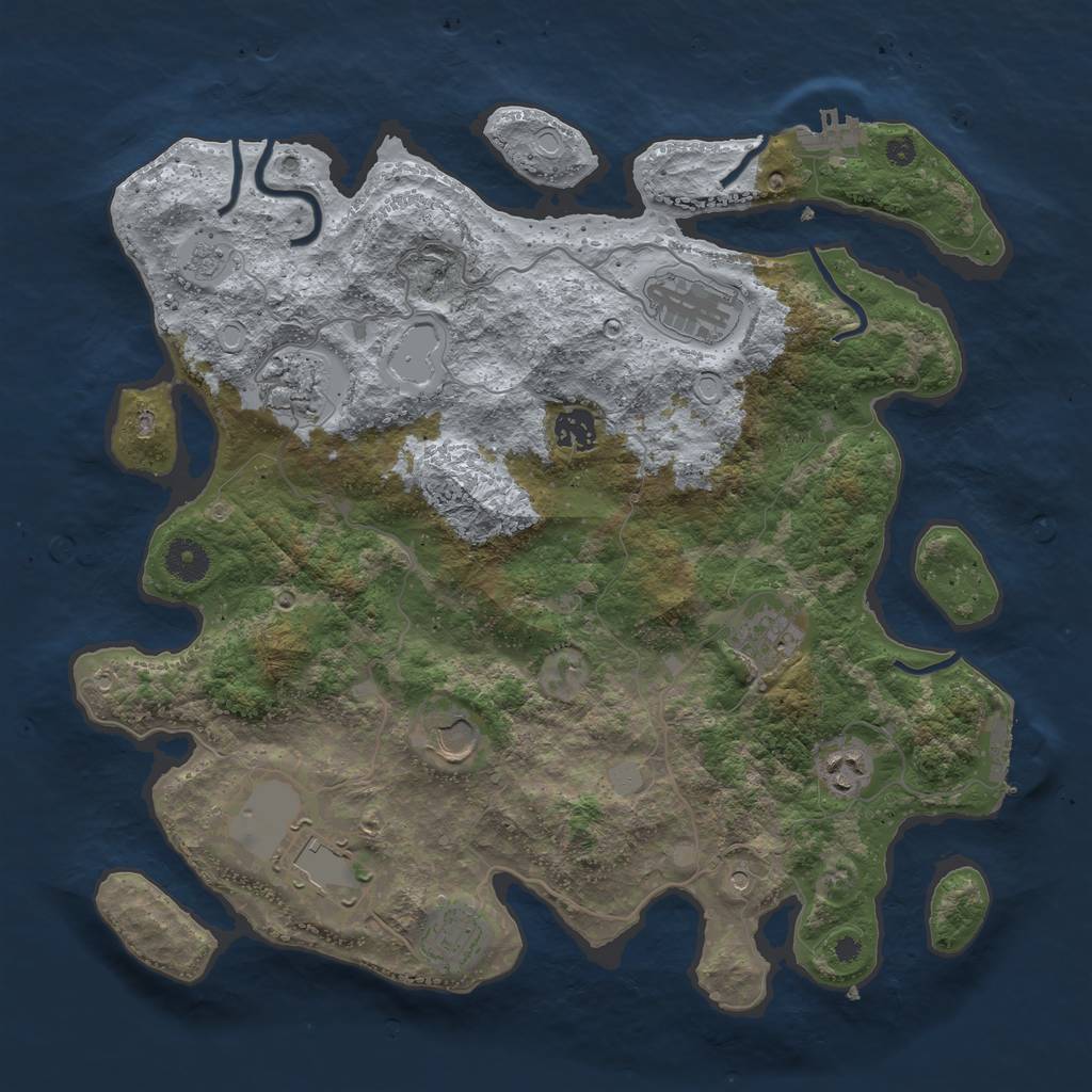 Rust Map: Procedural Map, Size: 3800, Seed: 617249977, 17 Monuments