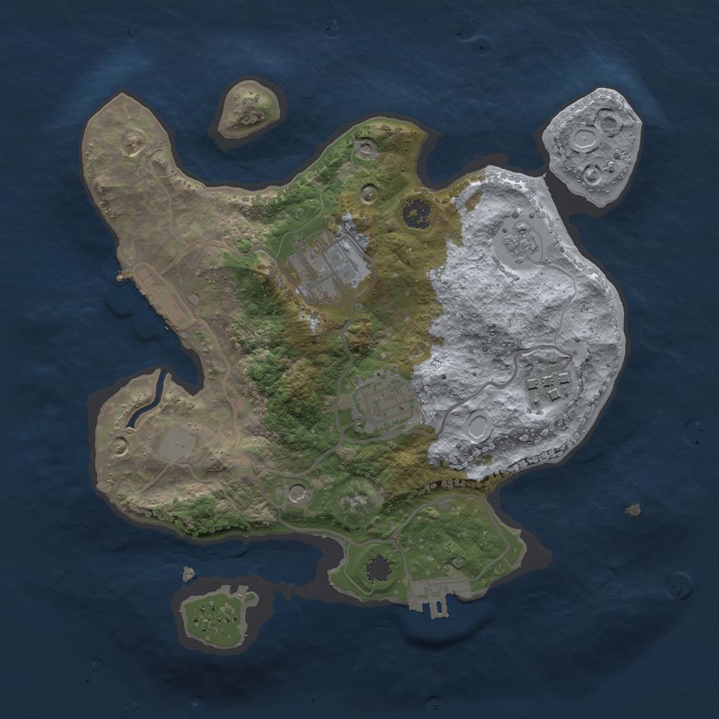Rust Map: Procedural Map, Size: 2500, Seed: 1286041129, 12 Monuments