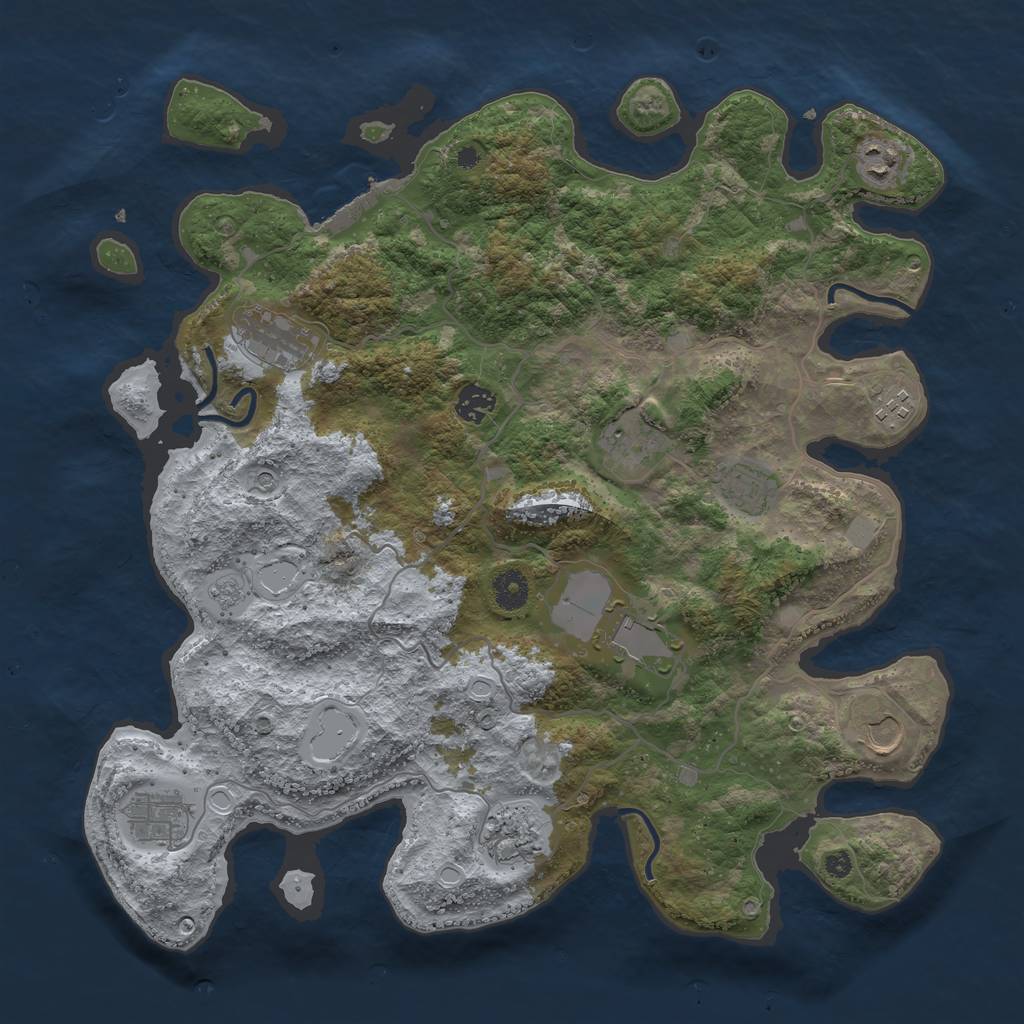 Rust Map: Procedural Map, Size: 4000, Seed: 2144379726, 18 Monuments