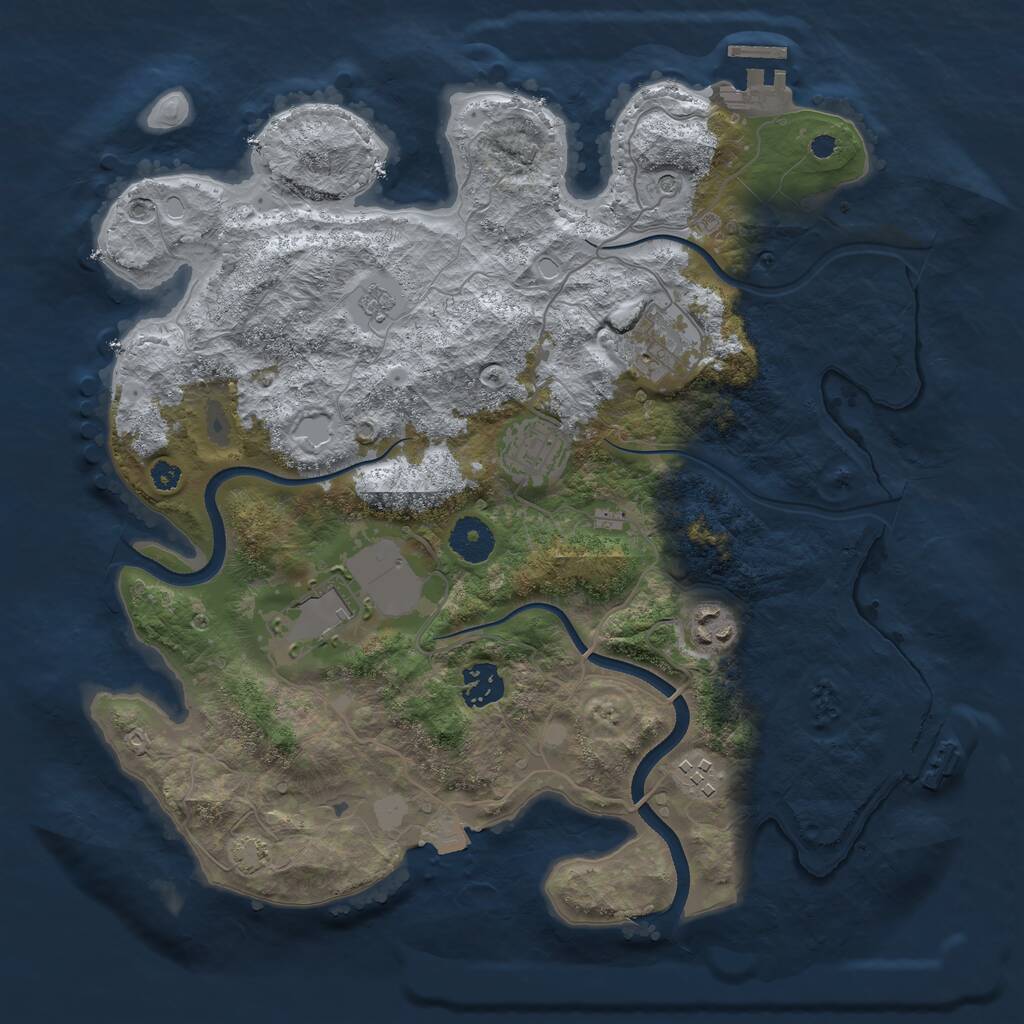 Rust Map: Procedural Map, Size: 3500, Seed: 816684700, 12 Monuments