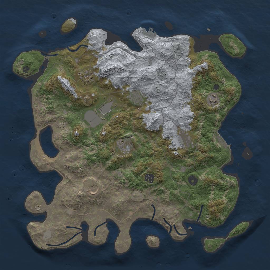 Rust Map: Procedural Map, Size: 4123, Seed: 645672235, 17 Monuments