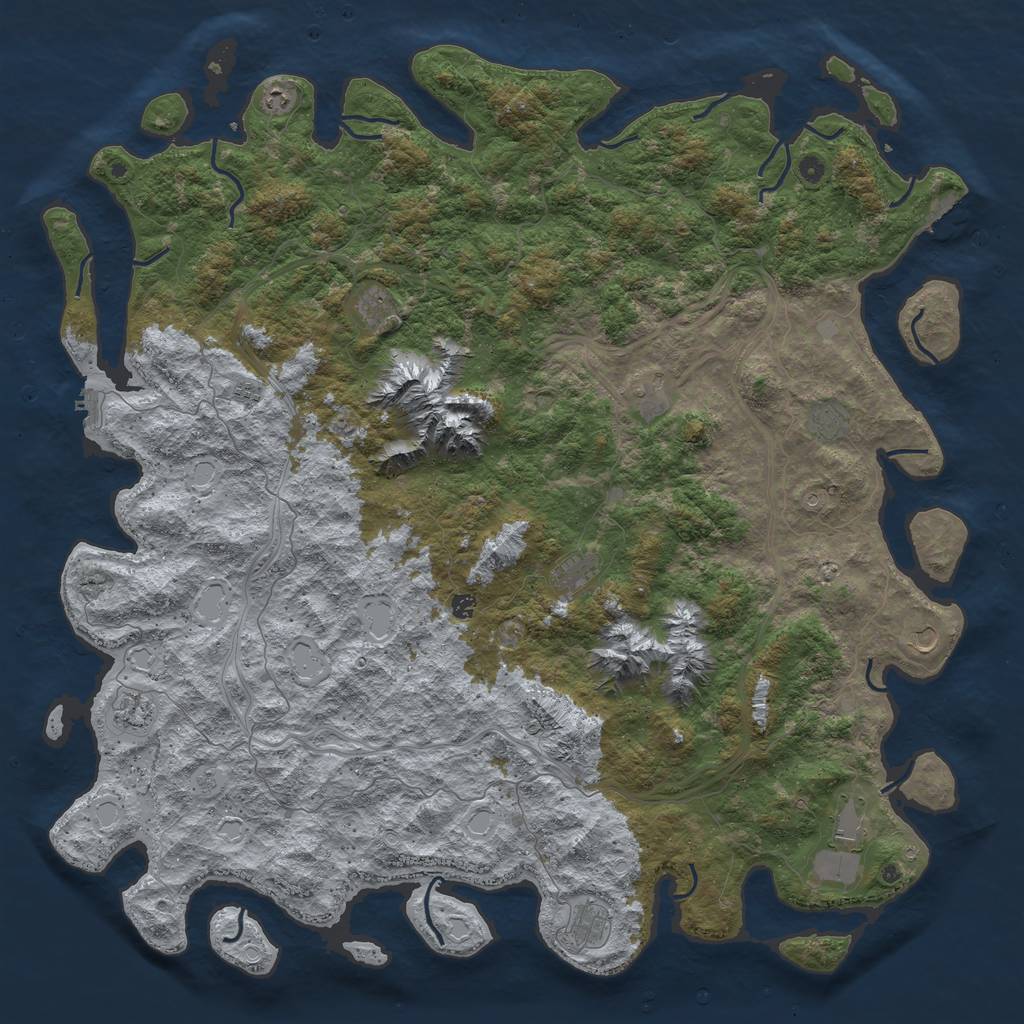Rust Map: Procedural Map, Size: 6000, Seed: 1350264873, 20 Monuments