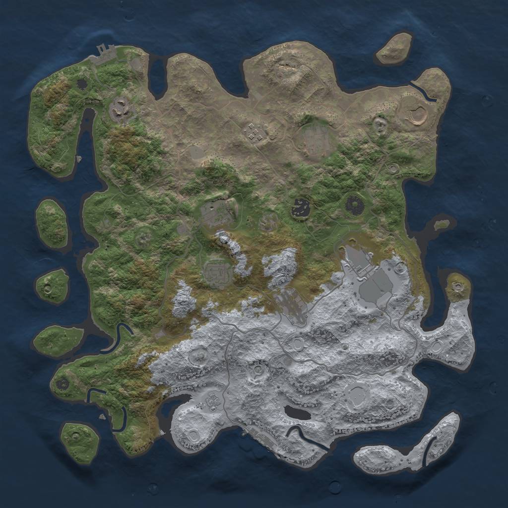 Rust Map: Procedural Map, Size: 4000, Seed: 146017159, 18 Monuments