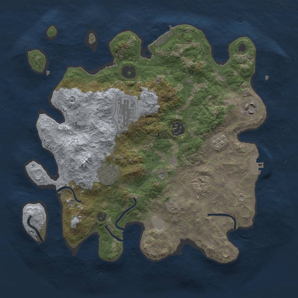 Rust Map: Procedural Map, Size: 3250, Seed: 1273569789, 15 Monuments