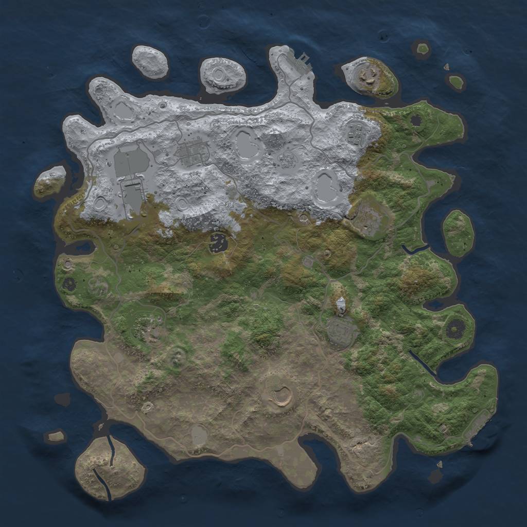 Rust Map: Procedural Map, Size: 4000, Seed: 131150, 18 Monuments