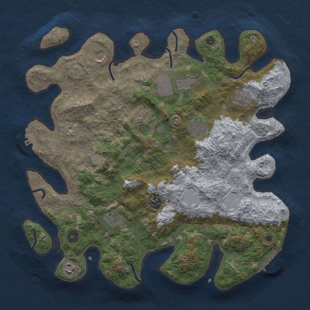 Rust Map: Procedural Map, Size: 3800, Seed: 32346528, 18 Monuments