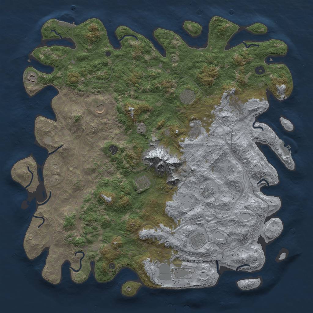 Rust Map: Procedural Map, Size: 5000, Seed: 8365927, 20 Monuments