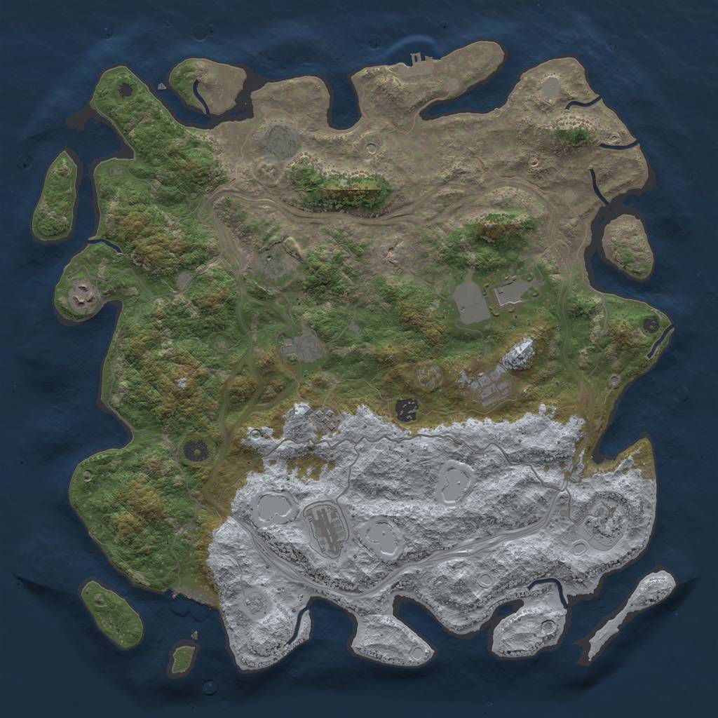 Rust Map: Procedural Map, Size: 4500, Seed: 769987215, 19 Monuments