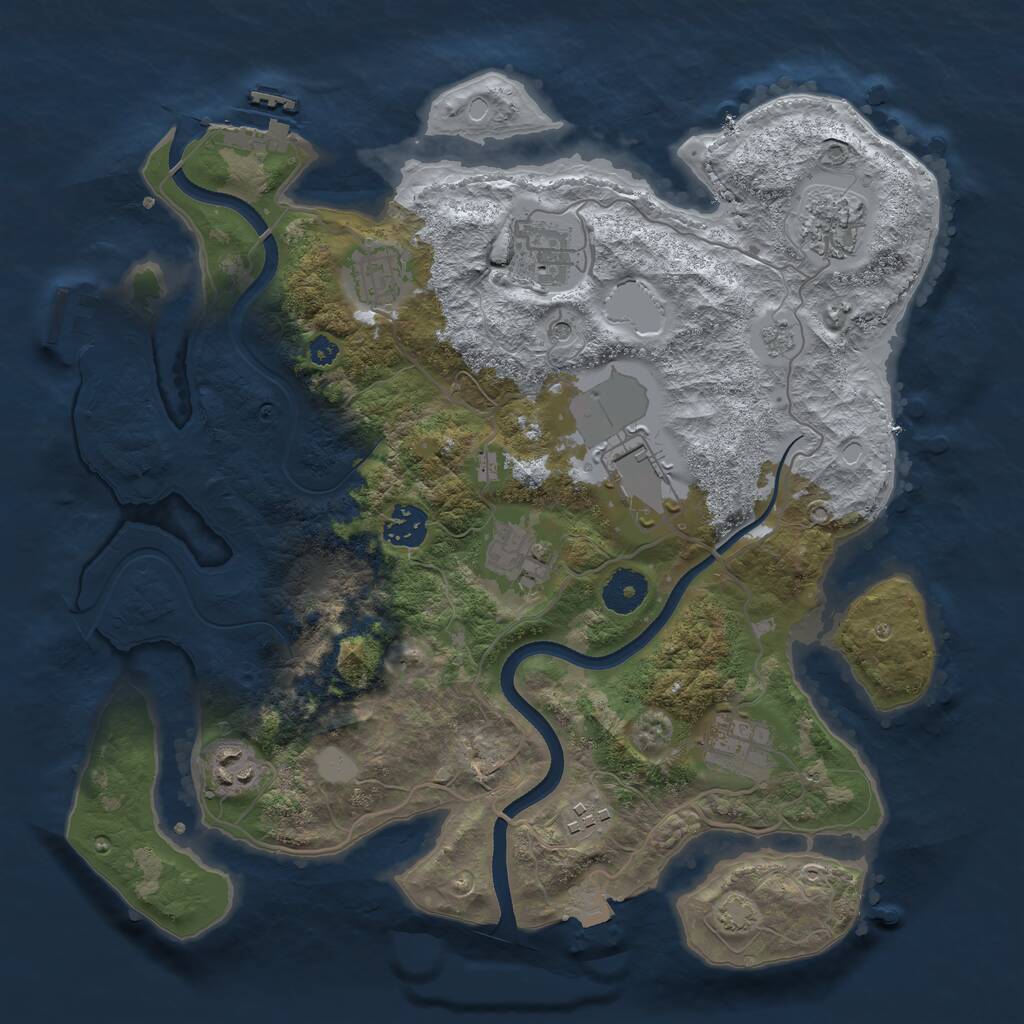 Rust Map: Procedural Map, Size: 3500, Seed: 17618778, 15 Monuments