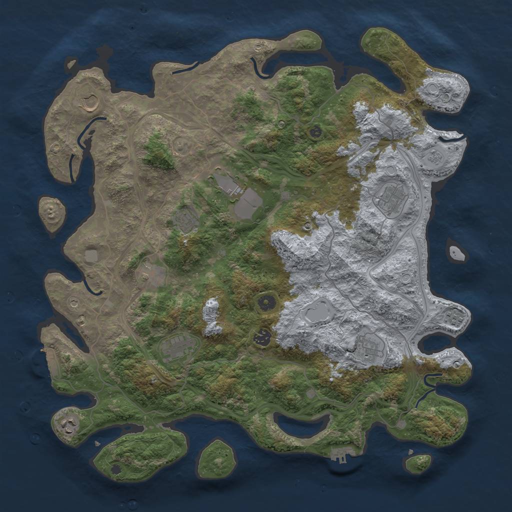 Rust Map: Procedural Map, Size: 4500, Seed: 1373982858, 19 Monuments