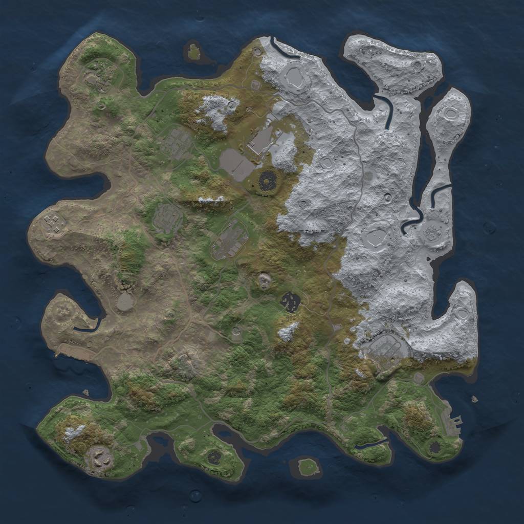 Rust Map: Procedural Map, Size: 4000, Seed: 7210, 18 Monuments