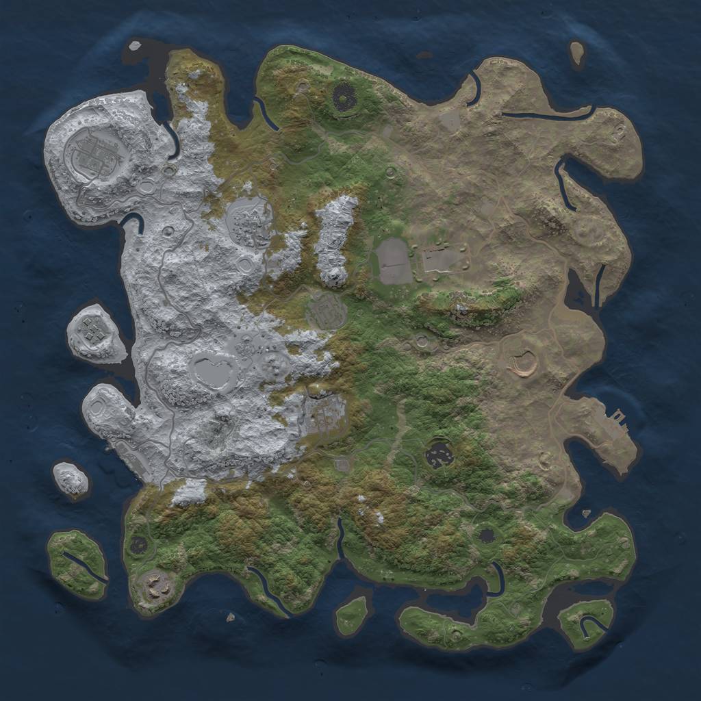Rust Map: Procedural Map, Size: 4000, Seed: 2087927083, 18 Monuments
