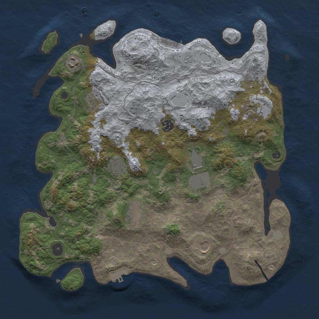 Rust Map: Procedural Map, Size: 4000, Seed: 1354864841, 18 Monuments