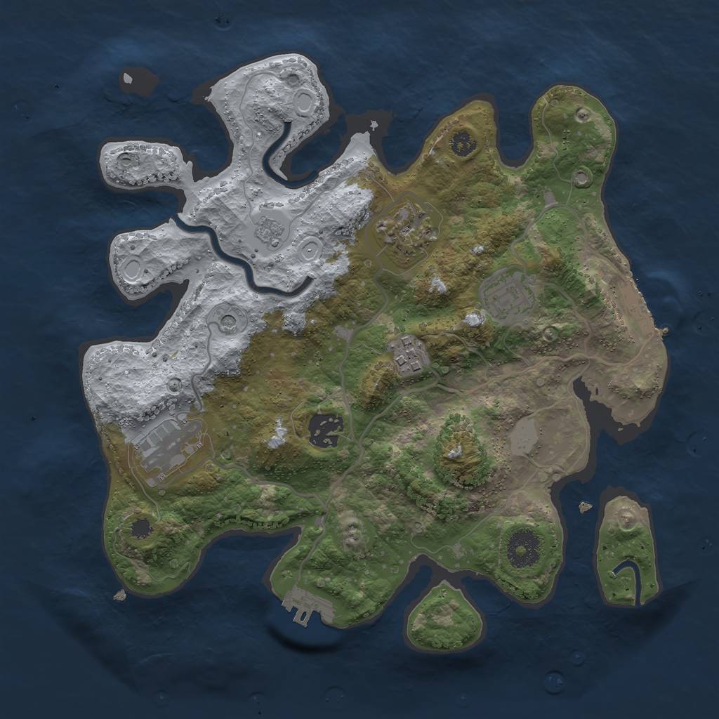 Rust Map: Procedural Map, Size: 3000, Seed: 1293461567, 14 Monuments
