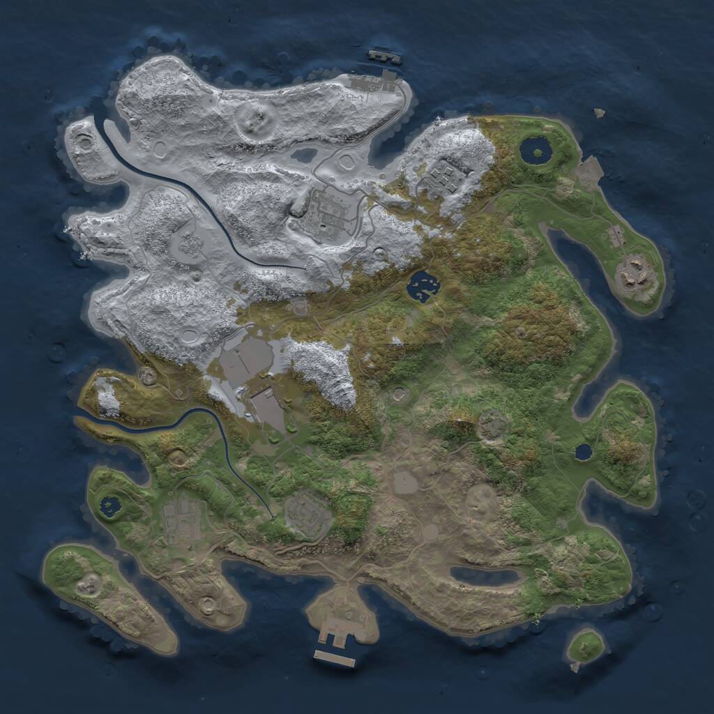Rust Map: Procedural Map, Size: 3500, Seed: 2125662346, 13 Monuments