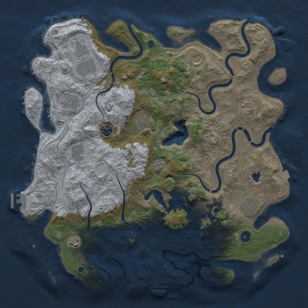 Rust Map: Procedural Map, Size: 4300, Seed: 854724308, 17 Monuments