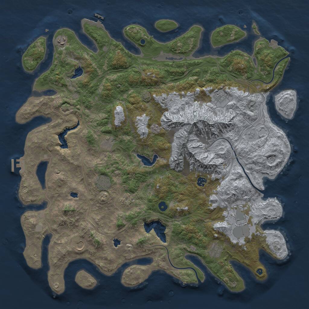 Rust Map: Procedural Map, Size: 5000, Seed: 19707520, 16 Monuments