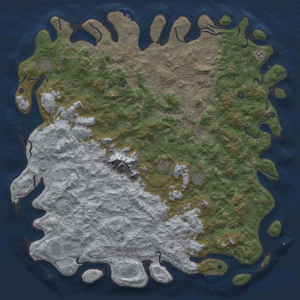 Rust Map: Procedural Map, Size: 6000, Seed: 1057, 20 Monuments