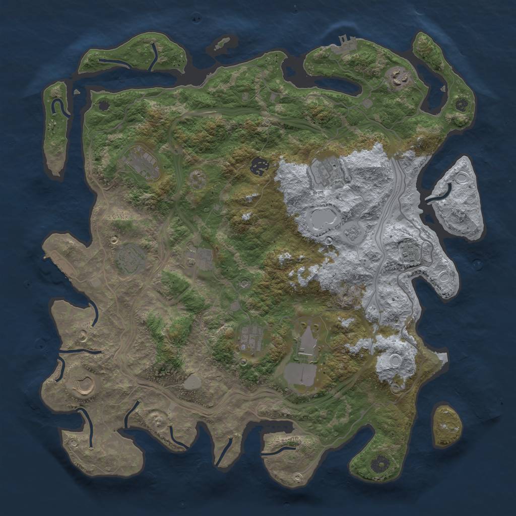 Rust Map: Procedural Map, Size: 4250, Seed: 490356626, 19 Monuments
