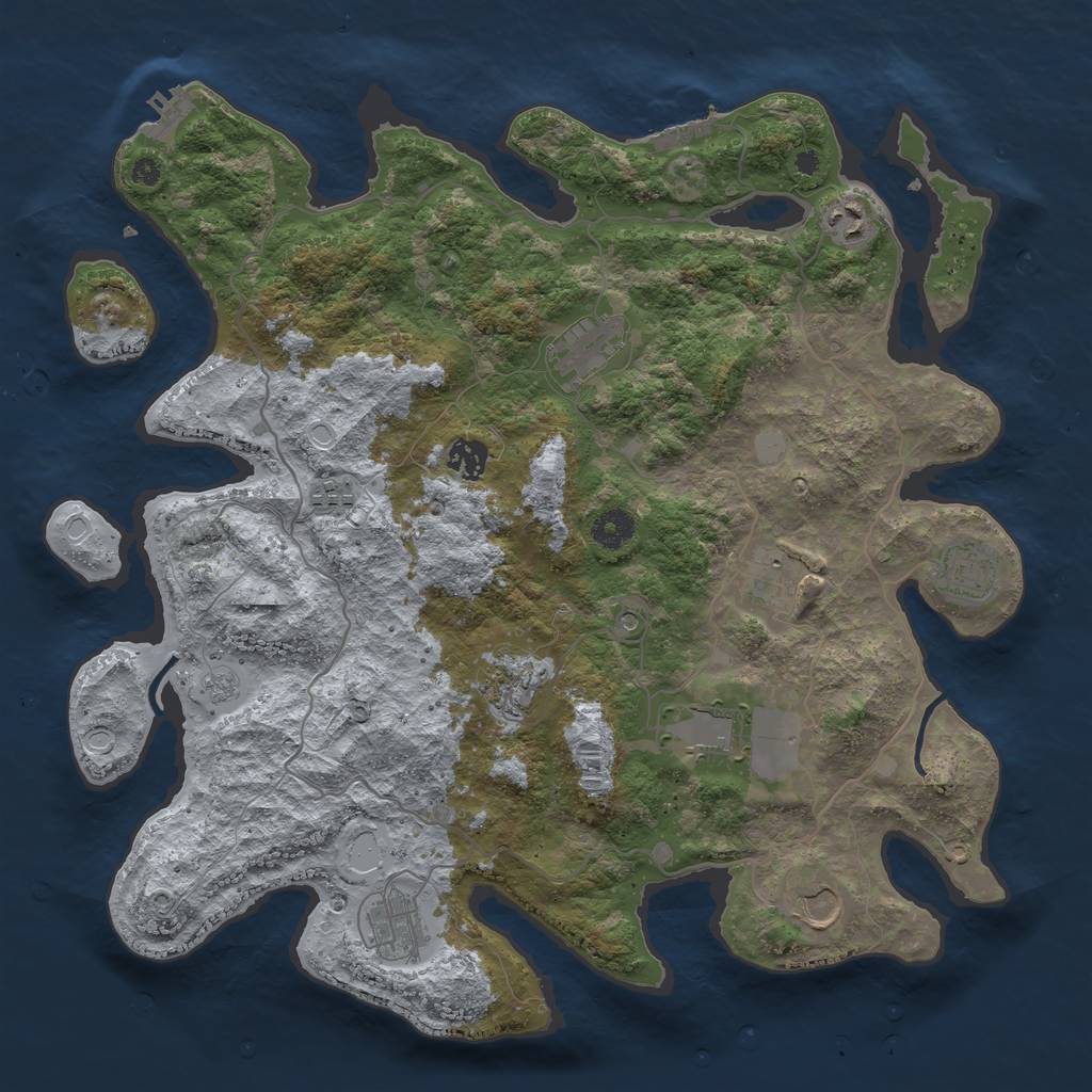 Rust Map: Procedural Map, Size: 4000, Seed: 93844609, 19 Monuments
