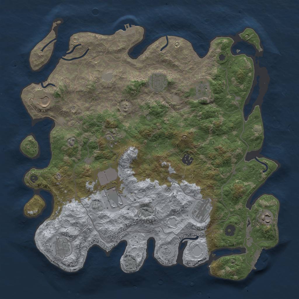 Rust Map: Procedural Map, Size: 4000, Seed: 131133, 19 Monuments