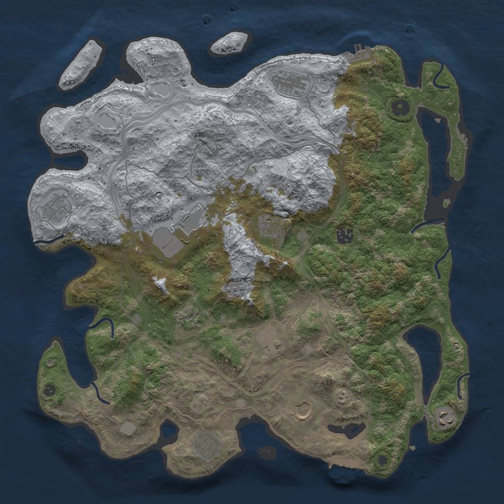 Rust Map: Procedural Map, Size: 4300, Seed: 1227118631, 20 Monuments