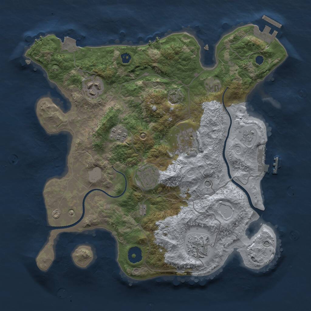 Rust Map: Procedural Map, Size: 3000, Seed: 561749150, 11 Monuments