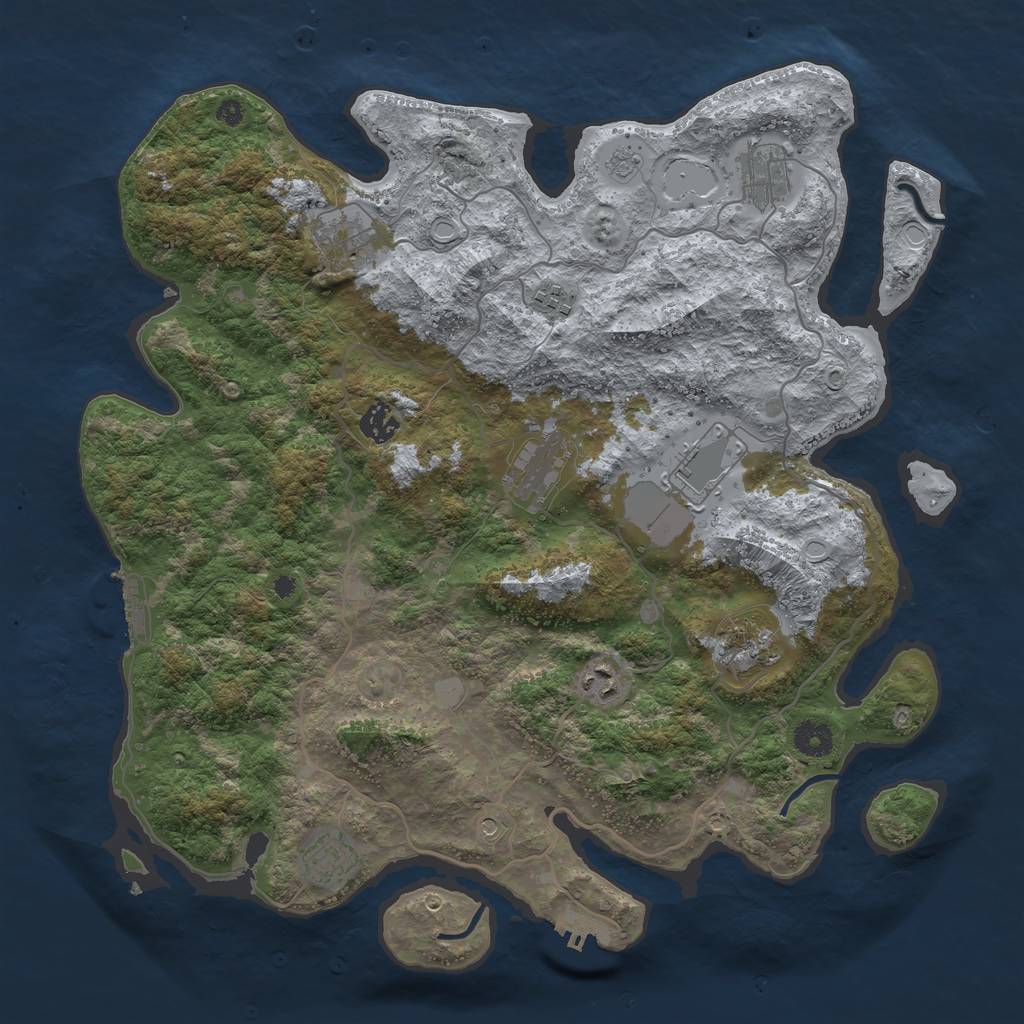 Rust Map: Procedural Map, Size: 4000, Seed: 3333, 18 Monuments