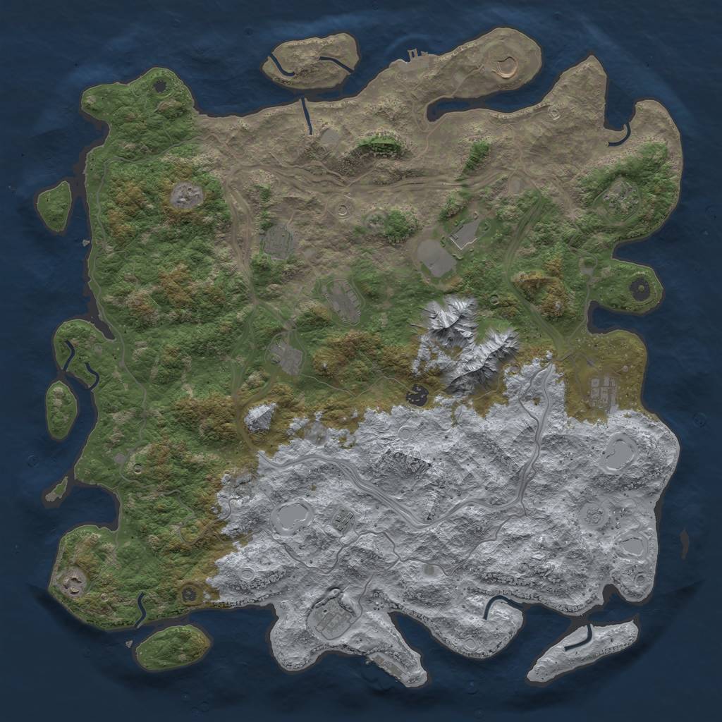Rust Map: Procedural Map, Size: 5000, Seed: 420456851, 20 Monuments