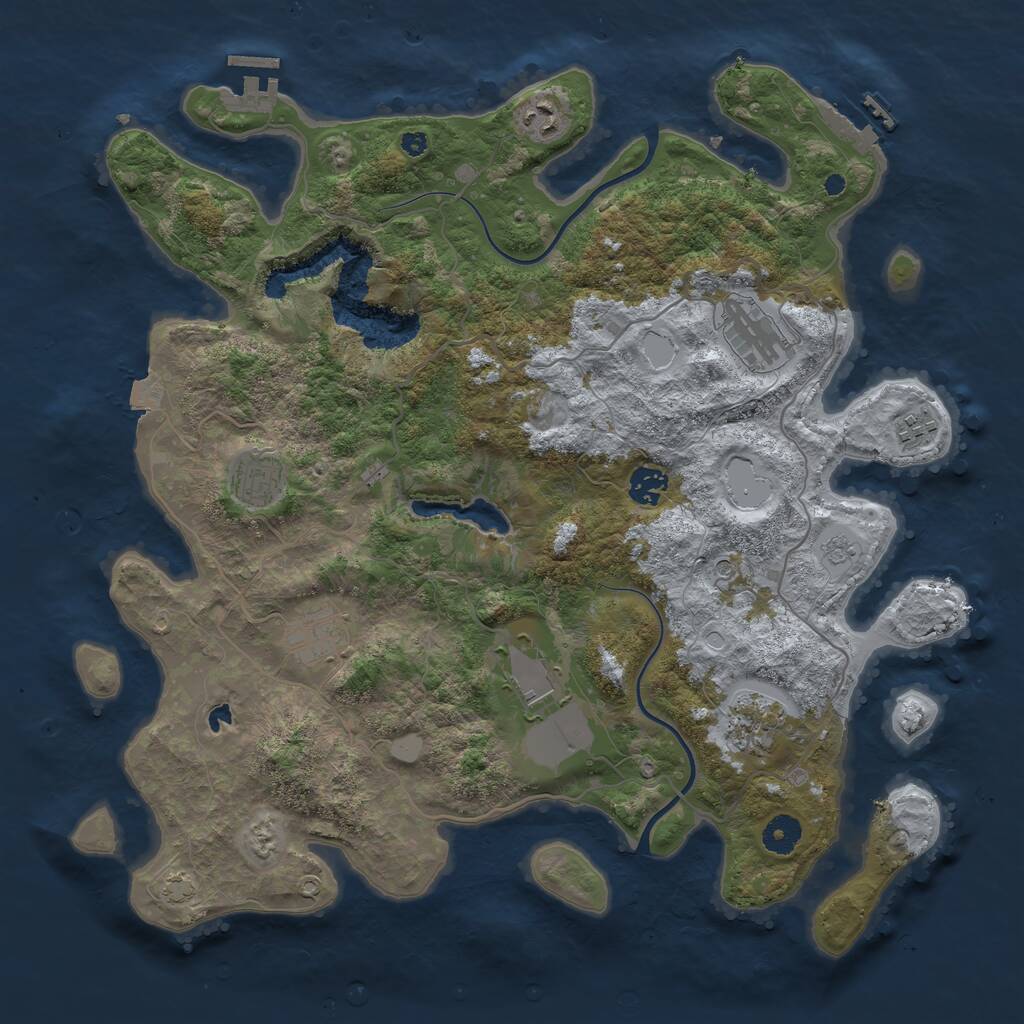 Rust Map: Procedural Map, Size: 4000, Seed: 1270697749, 14 Monuments