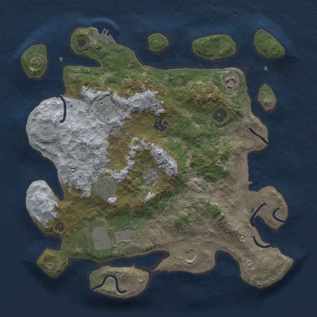 Rust Map: Procedural Map, Size: 3500, Seed: 16872, 16 Monuments