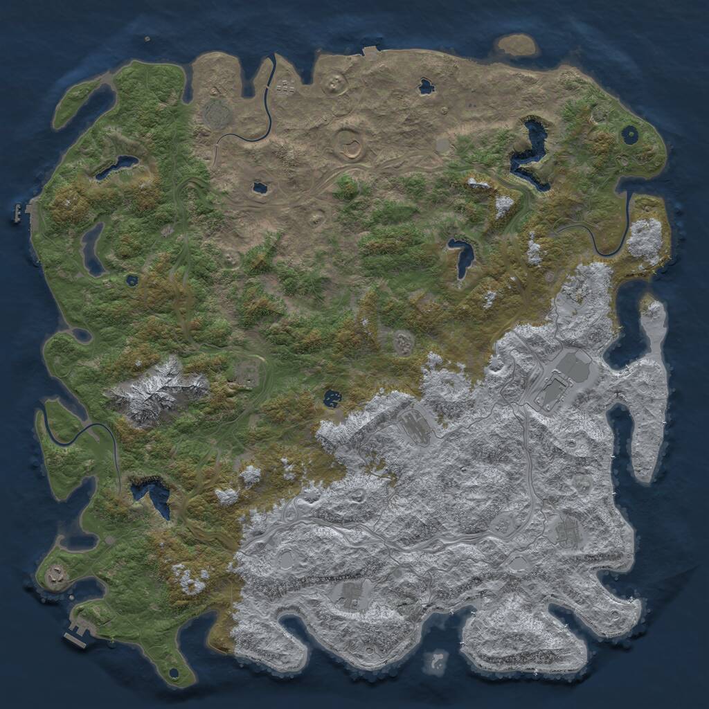 Rust Map: Procedural Map, Size: 6000, Seed: 141414, 17 Monuments