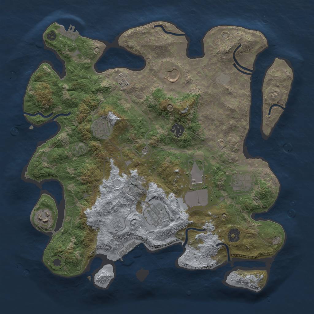 Rust Map: Procedural Map, Size: 3500, Seed: 798798520, 17 Monuments