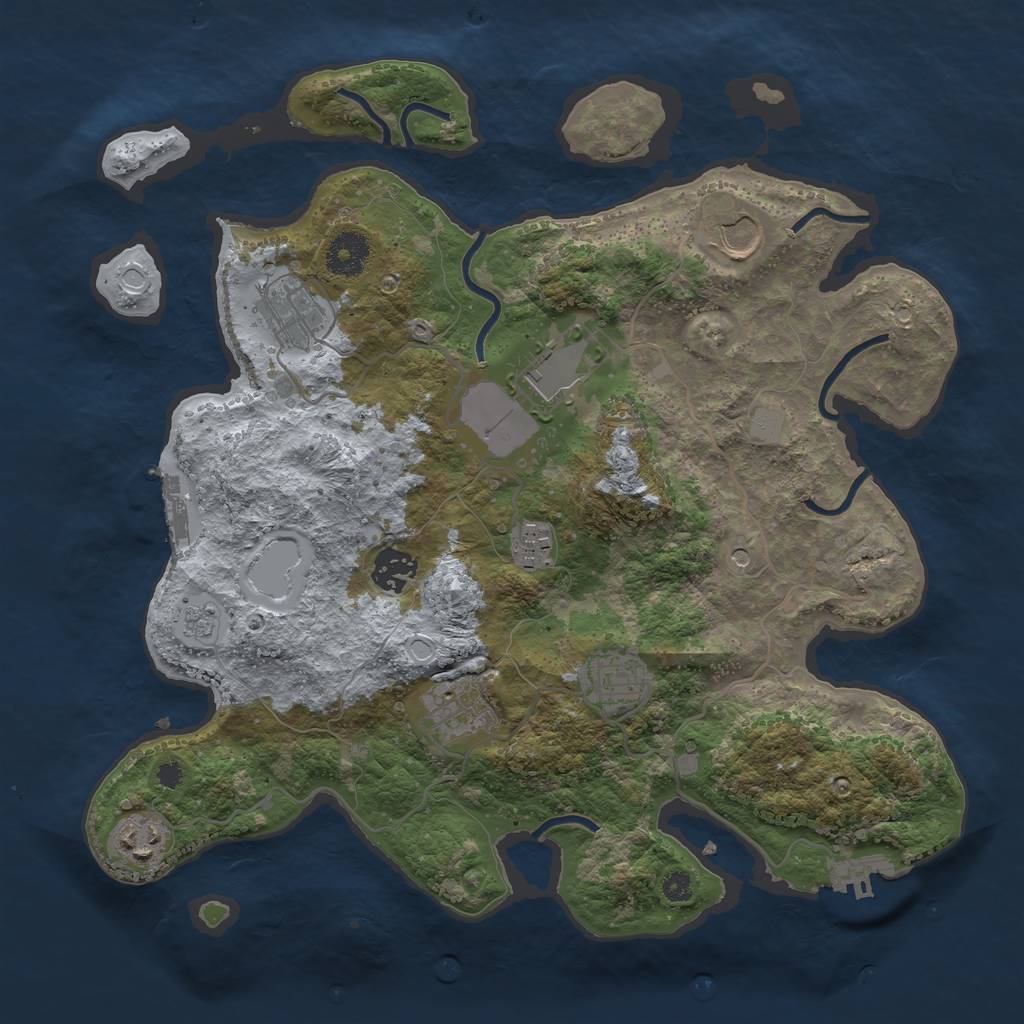 Rust Map: Procedural Map, Size: 3500, Seed: 557234270, 17 Monuments
