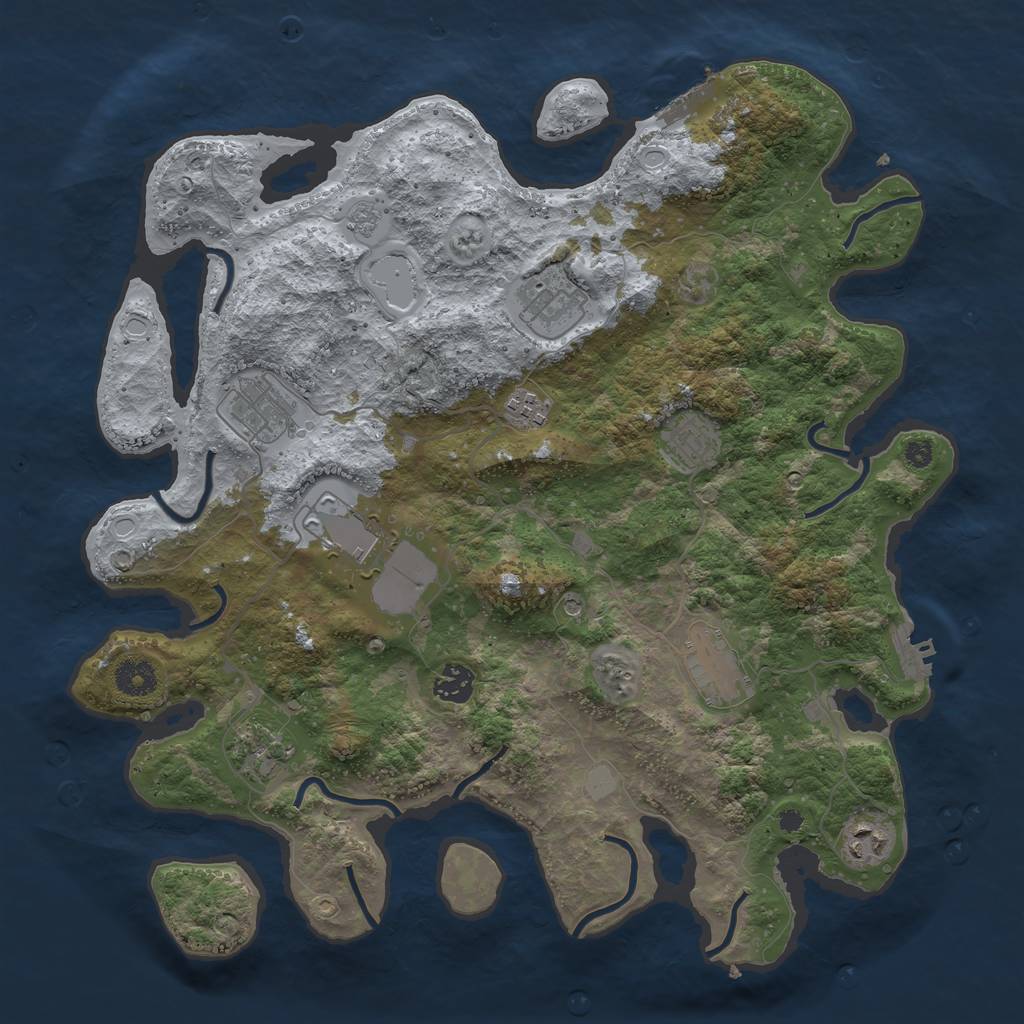 Rust Map: Procedural Map, Size: 3834, Seed: 3949, 18 Monuments