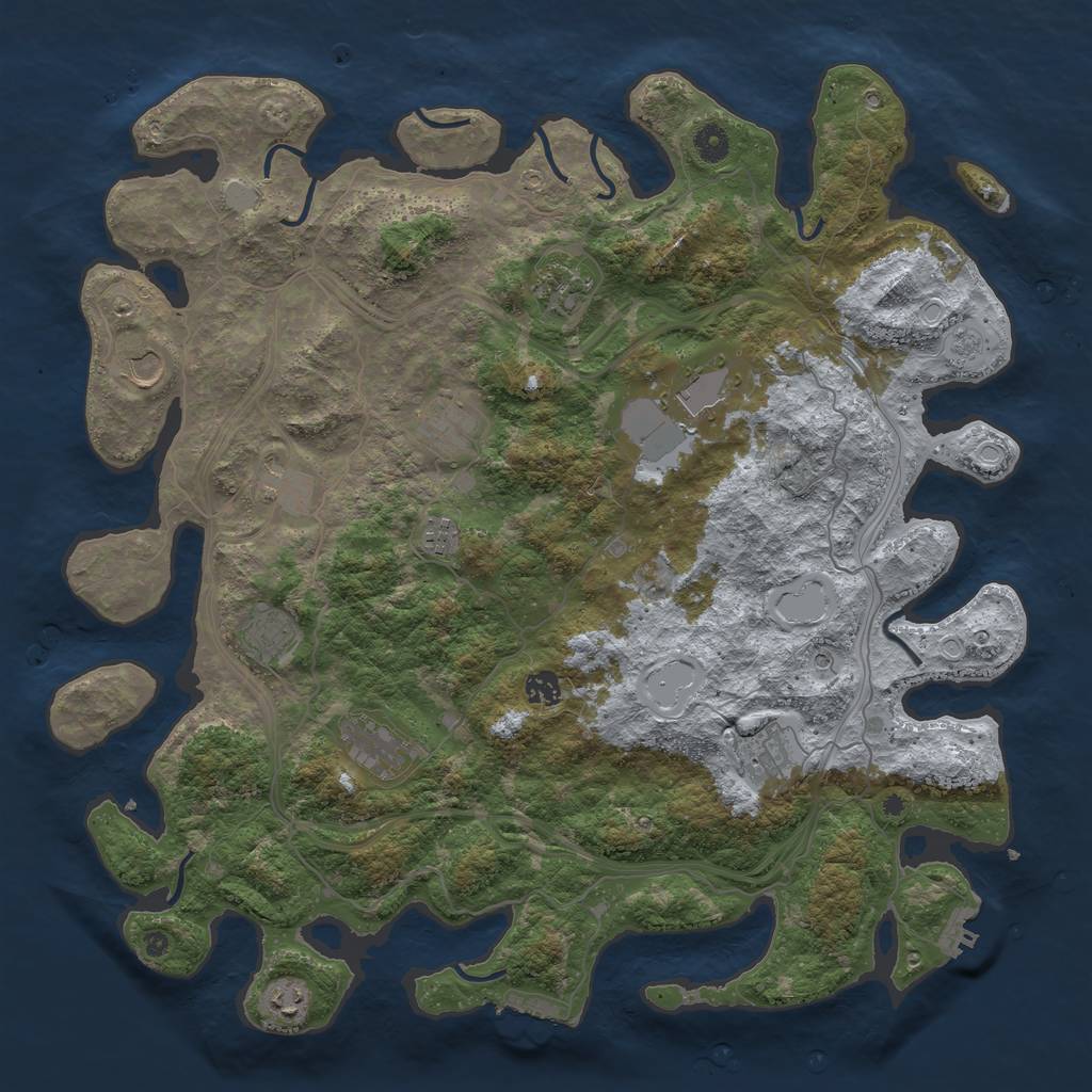 Rust Map: Procedural Map, Size: 4500, Seed: 213897, 20 Monuments