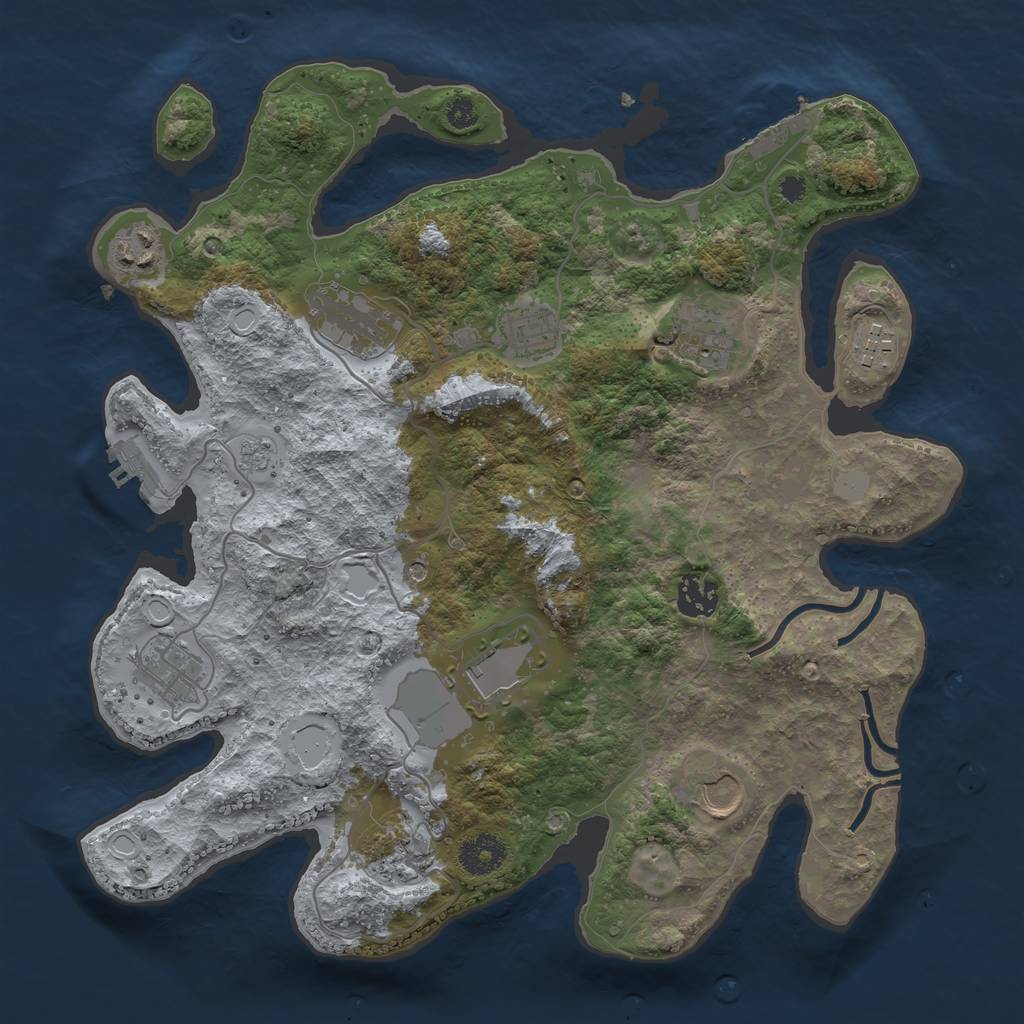 Rust Map: Procedural Map, Size: 3500, Seed: 1248687517, 17 Monuments